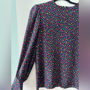 Vintage rainbow neon Colorful Polka Dot Blouse